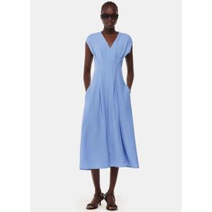 Whistles Blue Panel Linen Blend Dress